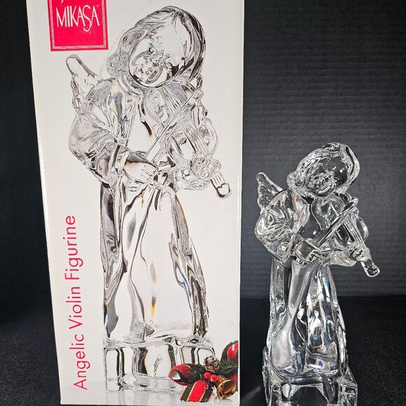 Vintage Mikasa Herald Collection Angelic Violin Angel Heavy Crystal Figurine - Picture 1 of 13
